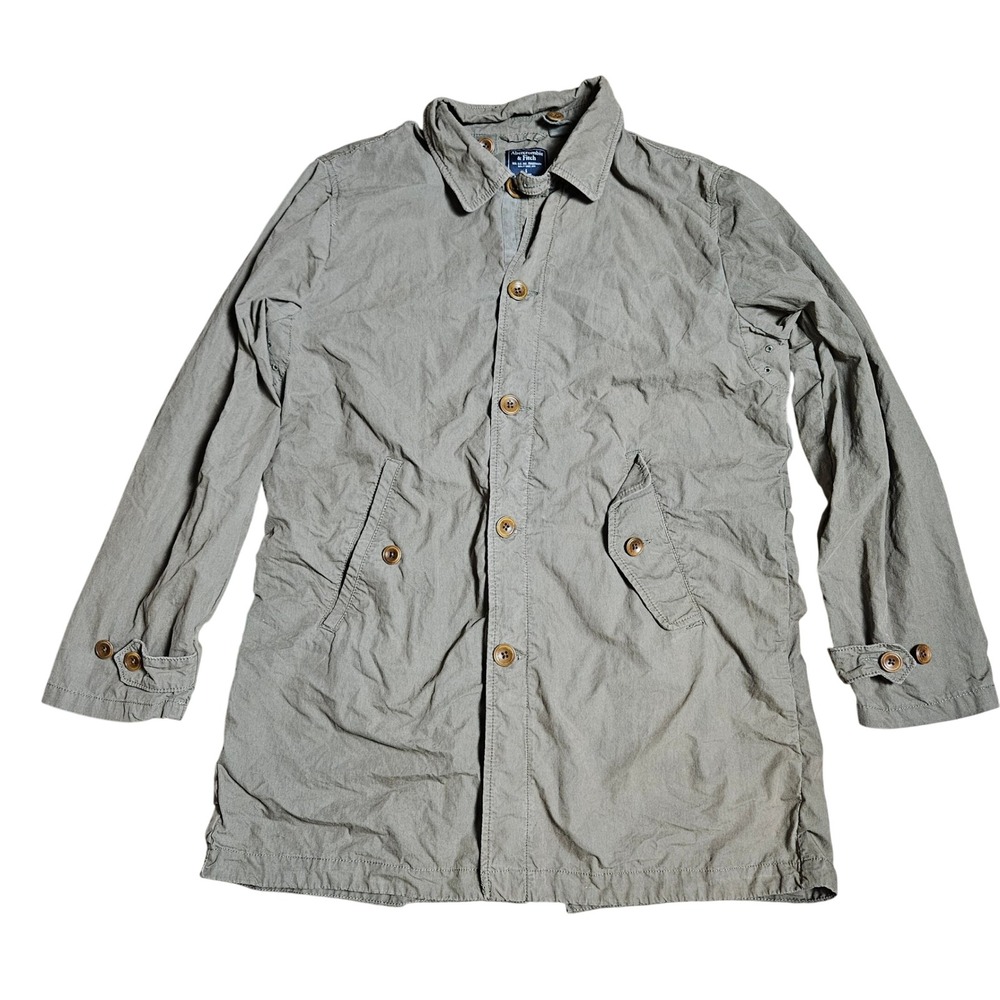 Abercrombie & Fitch Mens Water Resistant Trench Coat Jacket L Rugged Gorpcore